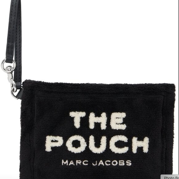 Marc Jacobs Fluffy The Pouch Wristlet Black White Terry - Picture 4 of 14